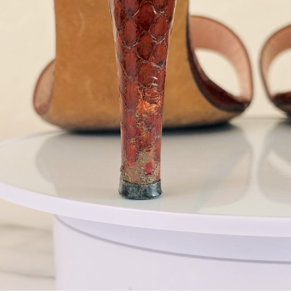 Authentic Celine Embossed Python Brown / Burgandy… - image 8